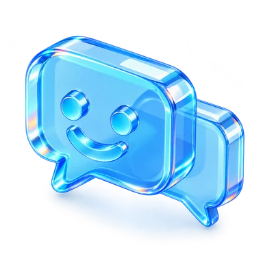 3D-illustration av pratbubblor med en glad min